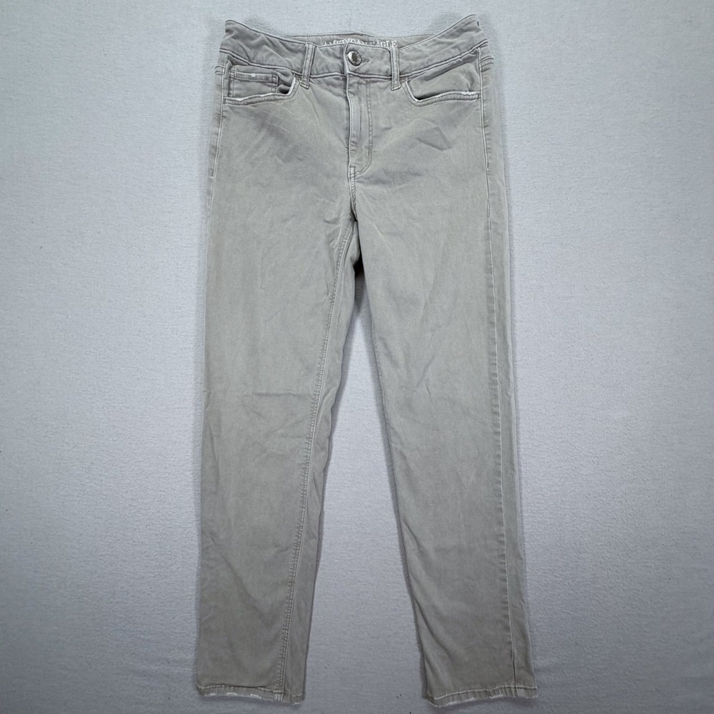 American Eagle Tomgirl Pant Womens Size 2 Good Olive Gray‎ Super Stretch Relaxed